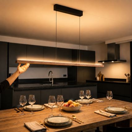 Immax NEO 07309L - LED Stmívatelný lustr na lanku se senzorem MADEIRA LED/37W/230V 157 cm ořech