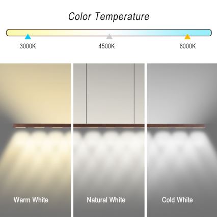 Immax NEO 07309L - LED Stmívatelný lustr na lanku se senzorem MADEIRA LED/37W/230V 157 cm ořech