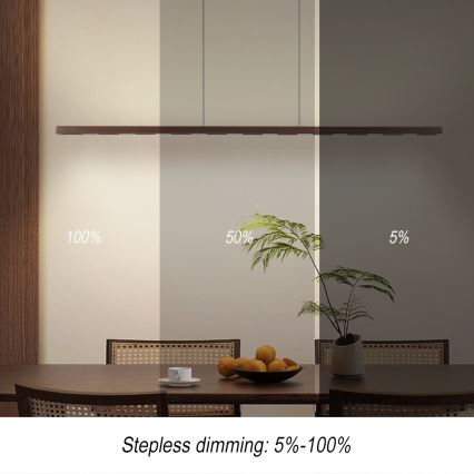 Immax NEO 07309L - LED Stmívatelný lustr na lanku se senzorem MADEIRA LED/37W/230V 157 cm ořech