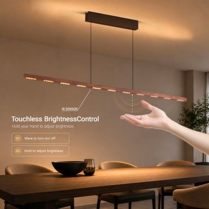 Immax NEO 07309L - LED Stmívatelný lustr na lanku se senzorem MADEIRA LED/37W/230V 157 cm ořech