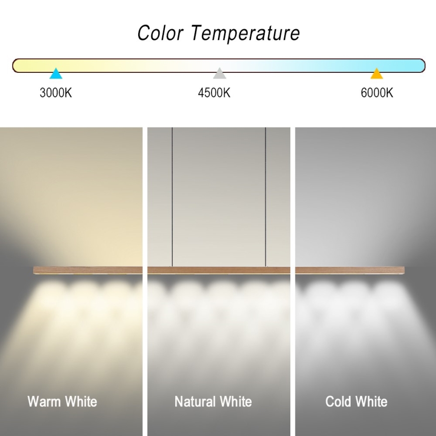 Immax NEO 07310L - LED Stmívatelný lustr na lanku se senzorem MADEIRA LED/37W/230V 157 cm jasan