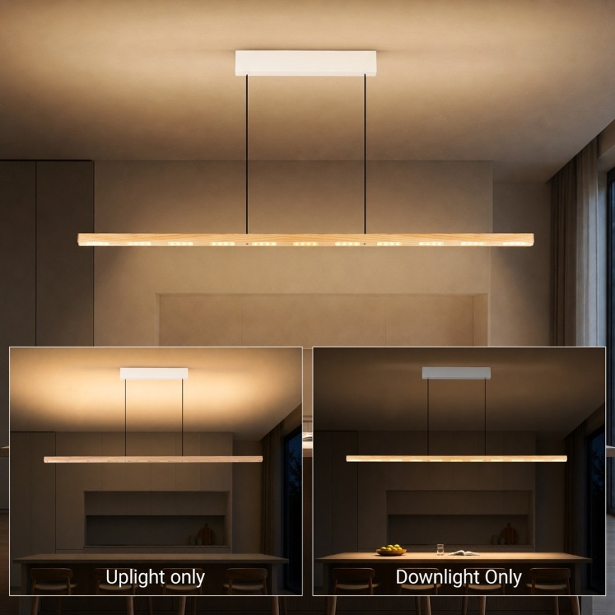 Immax NEO 07310L - LED Stmívatelný lustr na lanku se senzorem MADEIRA LED/37W/230V 157 cm jasan