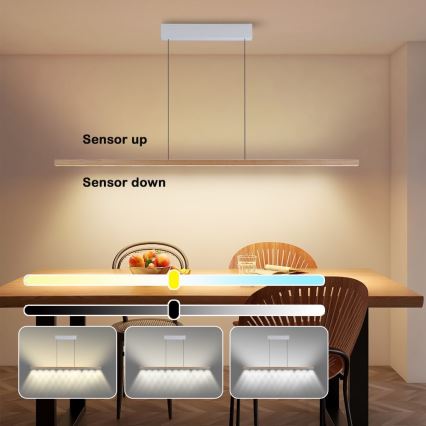 Immax NEO 07310L - LED Stmívatelný lustr na lanku se senzorem MADEIRA LED/37W/230V 157 cm jasan