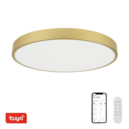 Immax NEO 07311L - LED Stmívatelné stropní svítidlo SEMPLICI LED/96W/230V pr. 80 cm Wi-Fi Tuya zlatá + dálkové ovládání