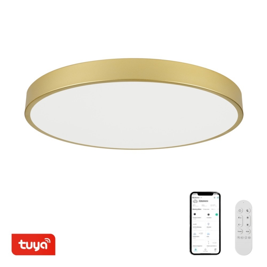 Immax NEO 07311L - LED Stmívatelné stropní svítidlo SEMPLICI LED/96W/230V pr. 80 cm Wi-Fi Tuya zlatá + dálkové ovládání