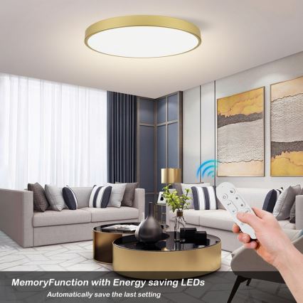 Immax NEO 07311L - LED Stmívatelné stropní svítidlo SEMPLICI LED/96W/230V pr. 80 cm Wi-Fi Tuya zlatá + dálkové ovládání