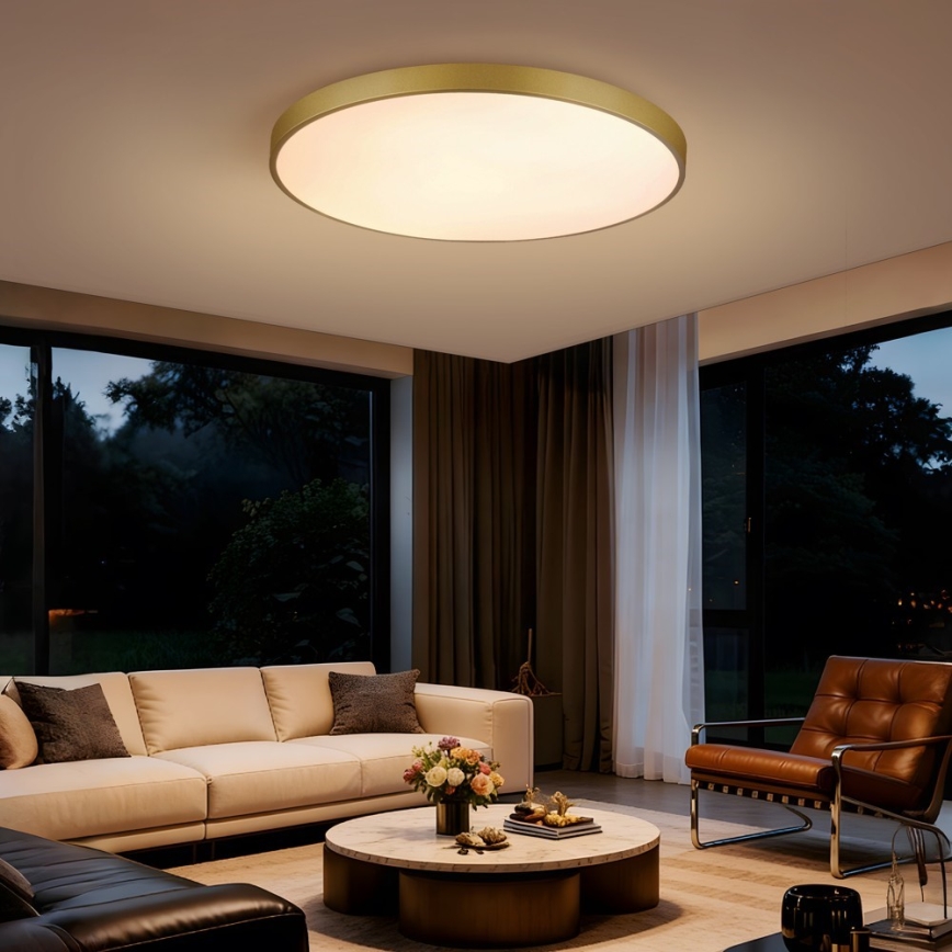 Immax NEO 07311L - LED Stmívatelné stropní svítidlo SEMPLICI LED/96W/230V pr. 80 cm Wi-Fi Tuya zlatá + dálkové ovládání