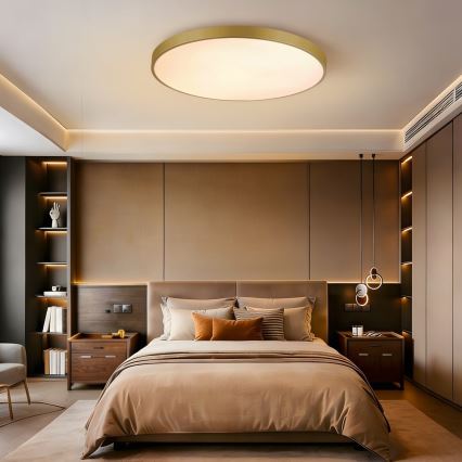 Immax NEO 07311L - LED Stmívatelné stropní svítidlo SEMPLICI LED/96W/230V pr. 80 cm Wi-Fi Tuya zlatá + dálkové ovládání