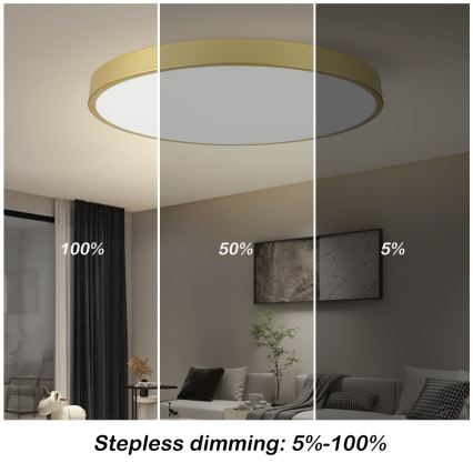 Immax NEO 07311L - LED Stmívatelné stropní svítidlo SEMPLICI LED/96W/230V pr. 80 cm Wi-Fi Tuya zlatá + dálkové ovládání