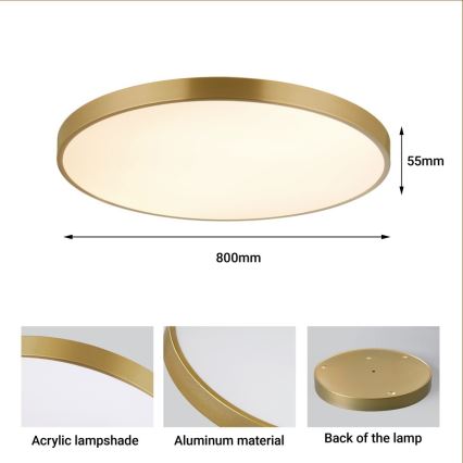 Immax NEO 07311L - LED Stmívatelné stropní svítidlo SEMPLICI LED/96W/230V pr. 80 cm Wi-Fi Tuya zlatá + dálkové ovládání