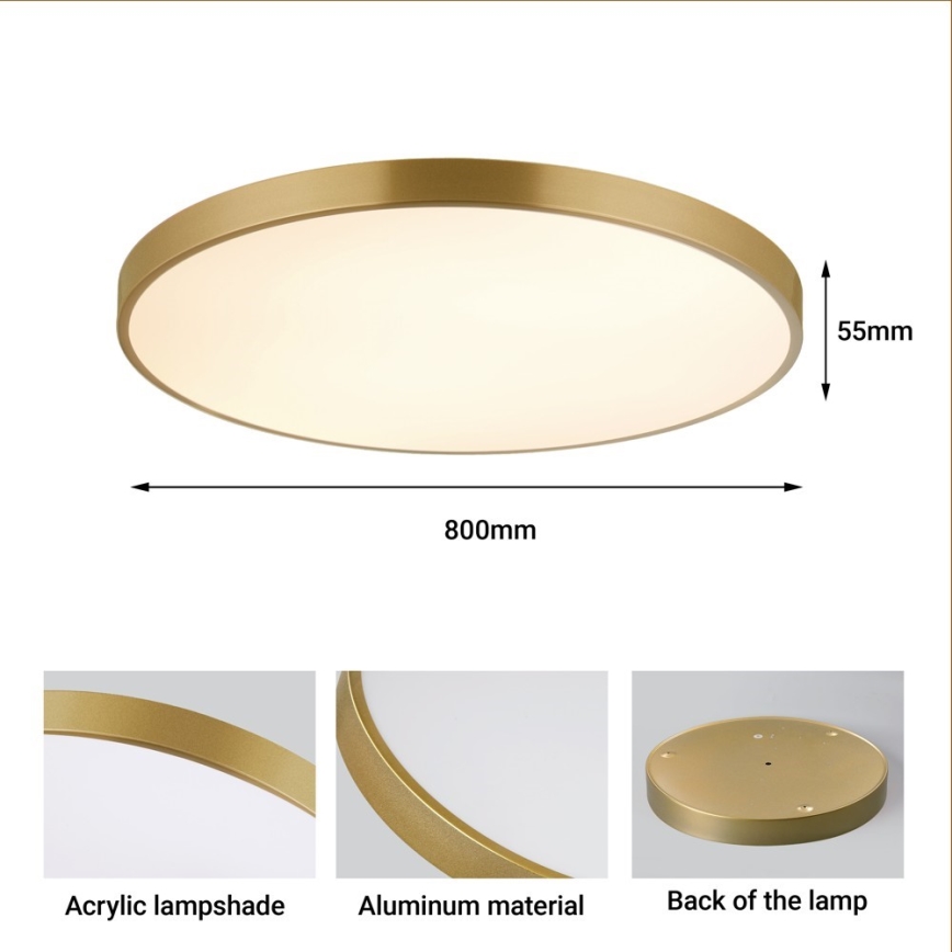 Immax NEO 07311L - LED Stmívatelné stropní svítidlo SEMPLICI LED/96W/230V pr. 80 cm Wi-Fi Tuya zlatá + dálkové ovládání