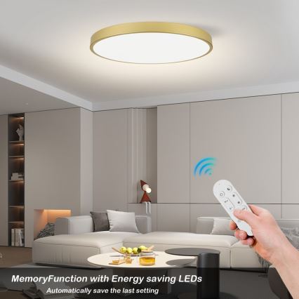 Immax NEO 07312L - LED Stmívatelné stropní svítidlo SEMPLICI LED/128W/230V pr. 100 cm Wi-Fi Tuya zlatá + dálkové ovládání