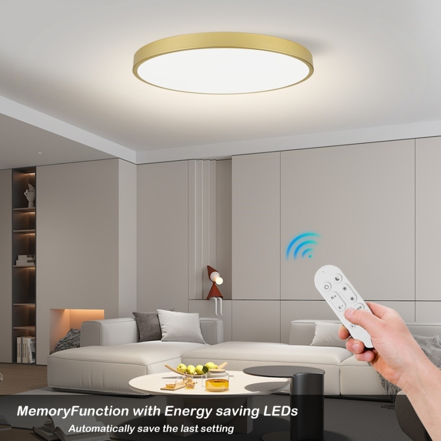 Immax NEO 07312L - LED Stmívatelné stropní svítidlo SEMPLICI LED/128W/230V pr. 100 cm Wi-Fi Tuya zlatá + dálkové ovládání