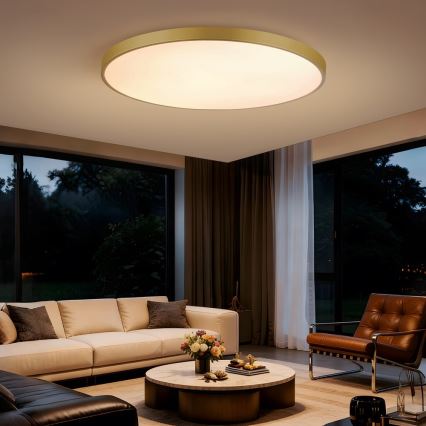 Immax NEO 07312L - LED Stmívatelné stropní svítidlo SEMPLICI LED/128W/230V pr. 100 cm Wi-Fi Tuya zlatá + dálkové ovládání