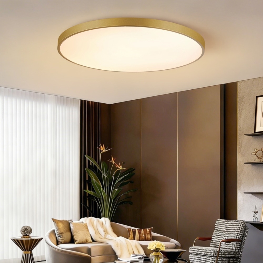 Immax NEO 07312L - LED Stmívatelné stropní svítidlo SEMPLICI LED/128W/230V pr. 100 cm Wi-Fi Tuya zlatá + dálkové ovládání
