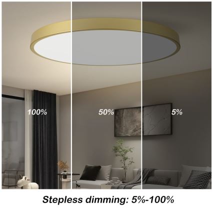 Immax NEO 07312L - LED Stmívatelné stropní svítidlo SEMPLICI LED/128W/230V pr. 100 cm Wi-Fi Tuya zlatá + dálkové ovládání