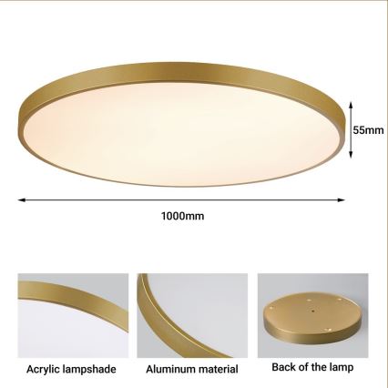 Immax NEO 07312L - LED Stmívatelné stropní svítidlo SEMPLICI LED/128W/230V pr. 100 cm Wi-Fi Tuya zlatá + dálkové ovládání