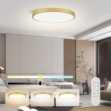 Immax NEO 07312L - LED Stmívatelné stropní svítidlo SEMPLICI LED/128W/230V pr. 100 cm Wi-Fi Tuya zlatá + dálkové ovládání