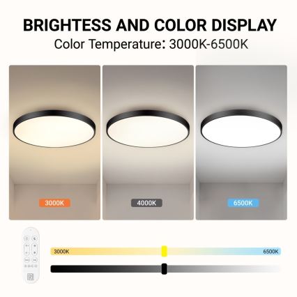 Immax NEO 07313L - LED Stmívatelné stropní svítidlo SEMPLICI LED/96W/230V pr. 80 cm Wi-Fi Tuya černá + dálkové ovládání
