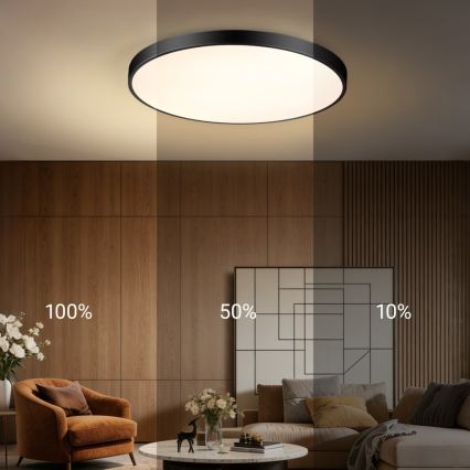 Immax NEO 07313L - LED Stmívatelné stropní svítidlo SEMPLICI LED/96W/230V pr. 80 cm Wi-Fi Tuya černá + dálkové ovládání