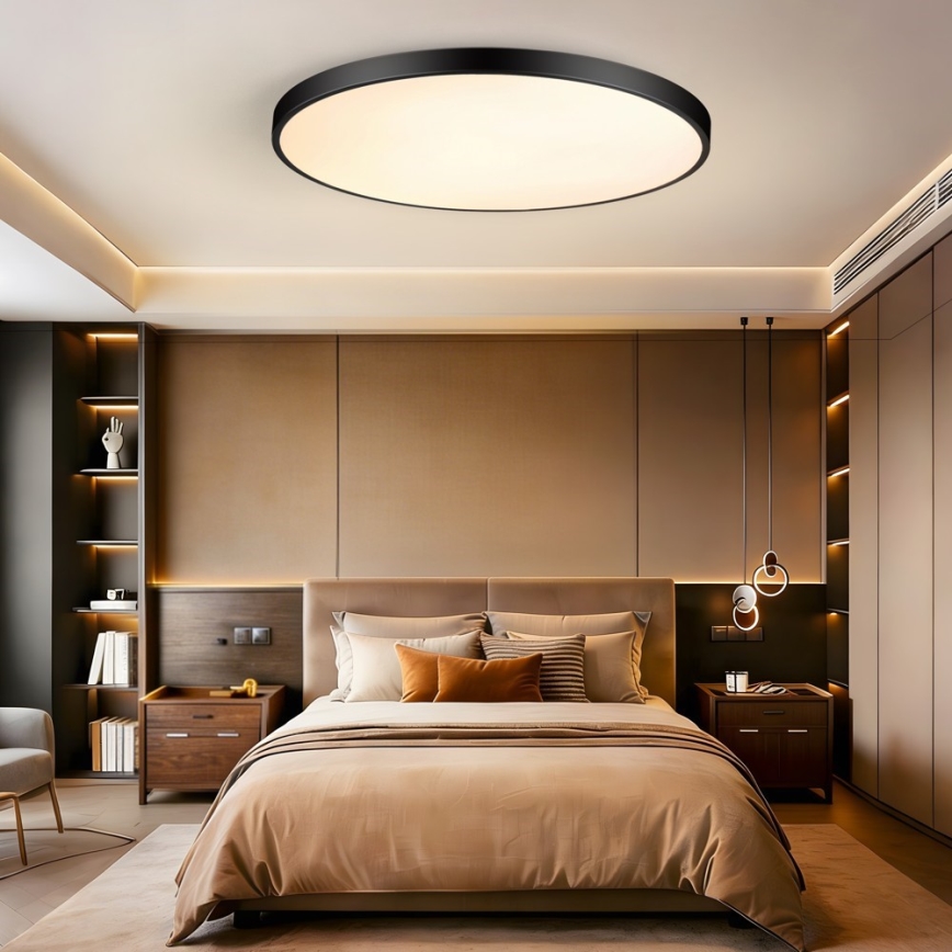 Immax NEO 07314L - LED Stmívatelné stropní svítidlo SEMPLICI LED/128W/230V pr. 100 cm Wi-Fi Tuya černá + dálkové ovládání
