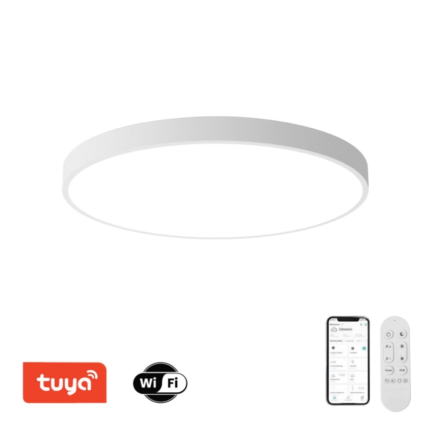 Immax NEO 07315L - LED Stmívatelné stropní svítidlo SEMPLICI LED/96W/230V pr. 80 cm Wi-Fi Tuya bílá + dálkové ovládání