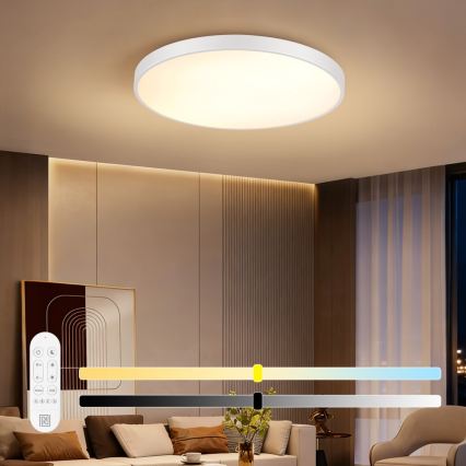 Immax NEO 07315L - LED Stmívatelné stropní svítidlo SEMPLICI LED/96W/230V pr. 80 cm Wi-Fi Tuya bílá + dálkové ovládání