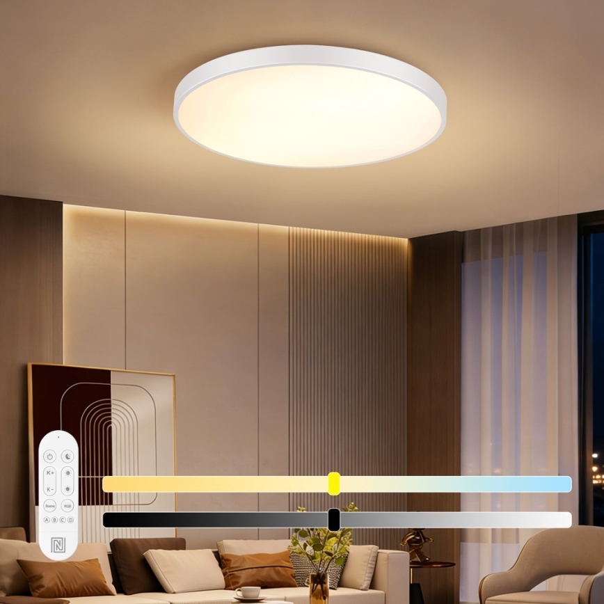 Immax NEO 07315L - LED Stmívatelné stropní svítidlo SEMPLICI LED/96W/230V pr. 80 cm Wi-Fi Tuya bílá + dálkové ovládání