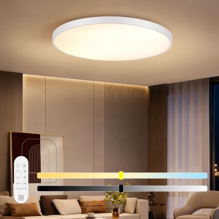 Immax NEO 07316L - LED Stmívatelné stropní svítidlo SEMPLICI LED/128W/230V pr. 100 cm Wi-Fi Tuya bílá + dálkové ovládání