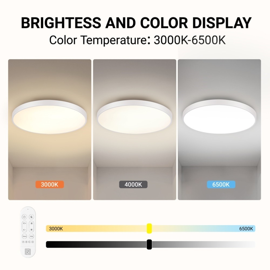 Immax NEO 07316L - LED Stmívatelné stropní svítidlo SEMPLICI LED/128W/230V pr. 100 cm Wi-Fi Tuya bílá + dálkové ovládání