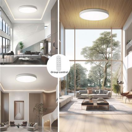Immax NEO 07316L - LED Stmívatelné stropní svítidlo SEMPLICI LED/128W/230V pr. 100 cm Wi-Fi Tuya bílá + dálkové ovládání