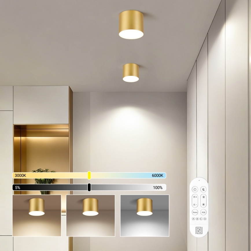 Immax NEO 07317L - LED Stmívatelné stropní svítidlo RONDATE LED/18W/230V pr. 11,5cm Wi-Fi Tuya zlatá