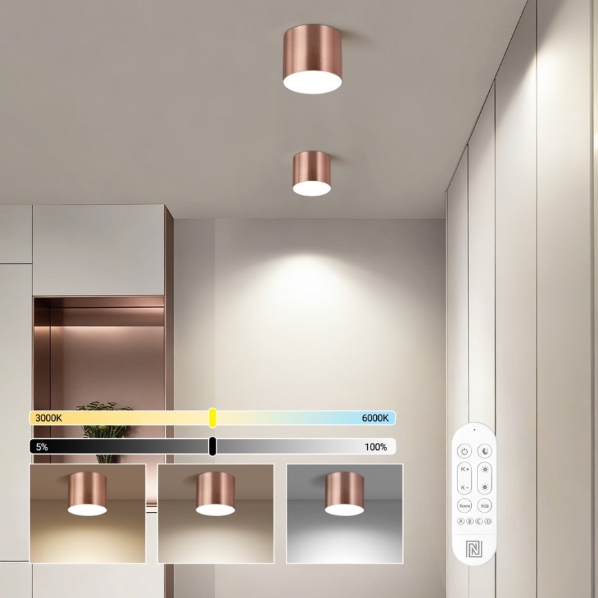 Immax NEO 07319L - LED Stmívatelné stropní svítidlo RONDATE LED/18W/230V pr. 11,5 cm Wi-Fi Tuya rose gold