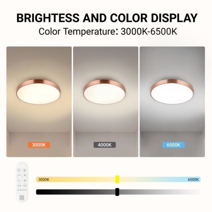 Immax NEO 07321L - LED Stmívatelné stropní svítidlo NEO LITE SEMPLICI LED/36W/230V pr. 40 cm měděná + dálkové ovládání