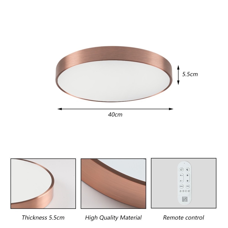 Immax NEO 07321L - LED Stmívatelné stropní svítidlo NEO LITE SEMPLICI LED/36W/230V pr. 40 cm měděná + dálkové ovládání
