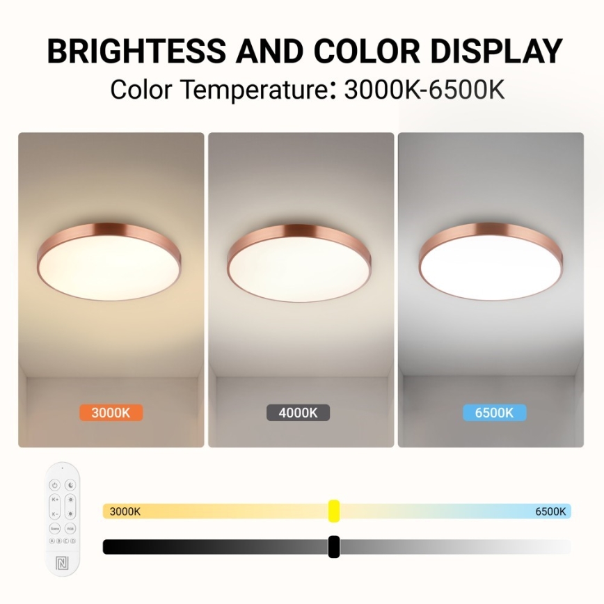 Immax NEO 07322L - LED Stmívatelné stropní svítidlo NEO LITE SEMPLICI LED/60W/230V pr. 60 cm měděná + dálkové ovládání