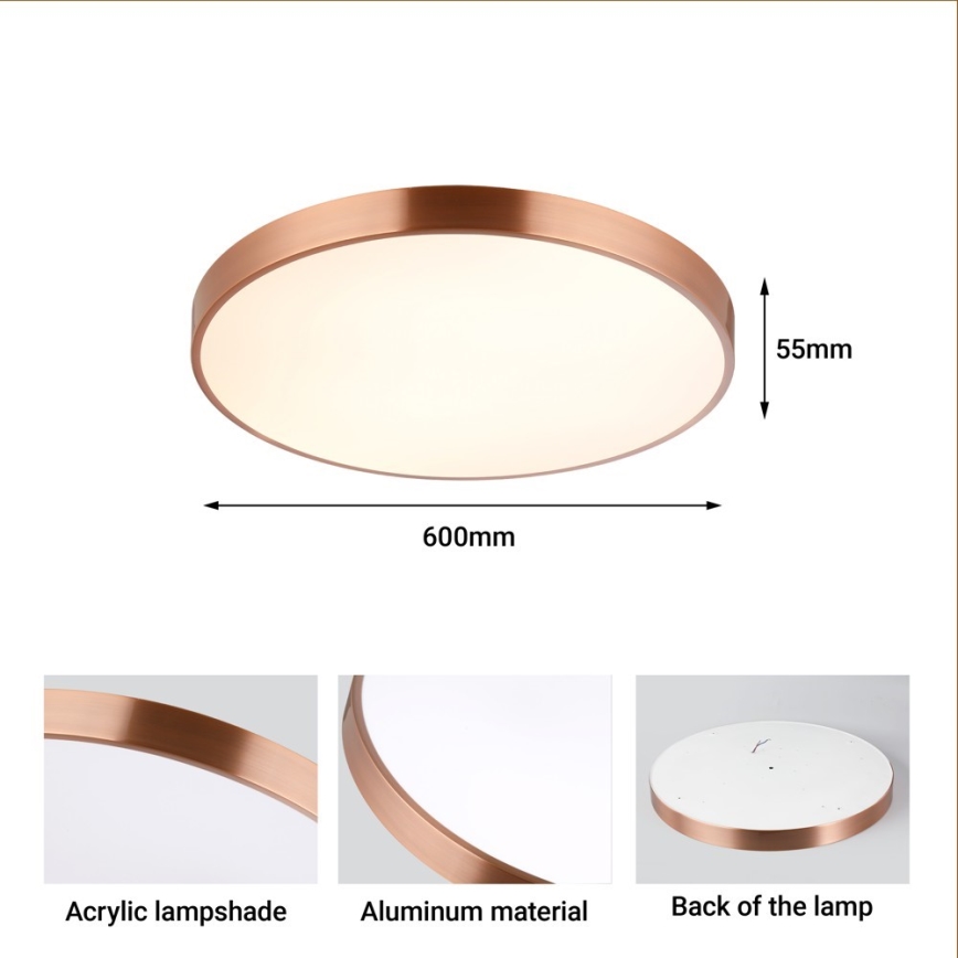 Immax NEO 07322L - LED Stmívatelné stropní svítidlo NEO LITE SEMPLICI LED/60W/230V pr. 60 cm měděná + dálkové ovládání
