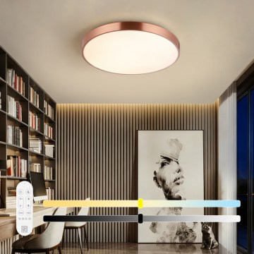 Immax NEO 07322L - LED Stmívatelné stropní svítidlo NEO LITE SEMPLICI LED/60W/230V pr. 60 cm Tuya rose gold + dálkové ovládání