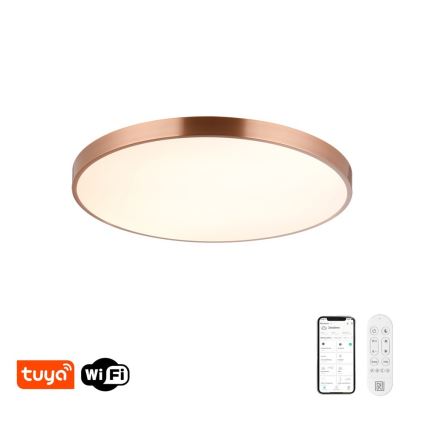 Immax NEO 07323L - LED Stmívatelné stropní svítidlo SEMPLICI LED/96W/230V pr. 80 cm Wi-Fi Tuya rose gold + dálkové ovládání