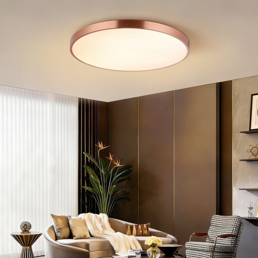 Immax NEO 07323L - LED Stmívatelné stropní svítidlo SEMPLICI LED/96W/230V pr. 80 cm Wi-Fi Tuya rose gold + dálkové ovládání