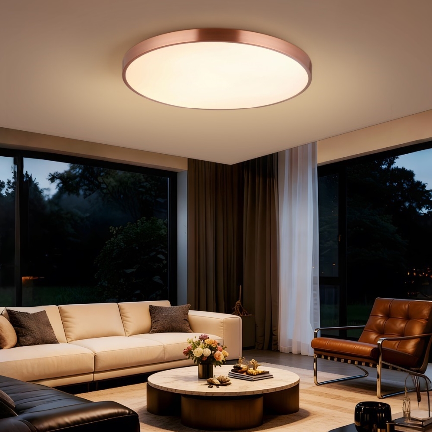 Immax NEO 07323L - LED Stmívatelné stropní svítidlo SEMPLICI LED/96W/230V pr. 80 cm Wi-Fi Tuya rose gold + dálkové ovládání