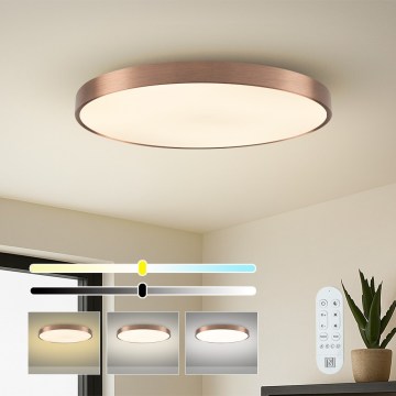 Immax NEO 07323L - LED Stmívatelné stropní svítidlo SEMPLICI LED/96W/230V pr. 80 cm Wi-Fi Tuya rose gold + dálkové ovládání