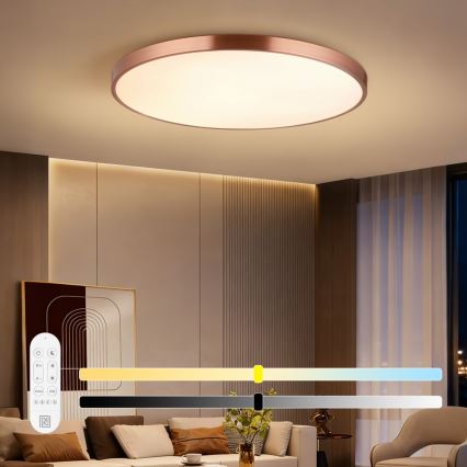 Immax NEO 07324L - LED Stmívatelné stropní svítidlo SEMPLICI LED/128W/230V pr. 100 cm Wi-Fi Tuya gold + dálkové ovládání