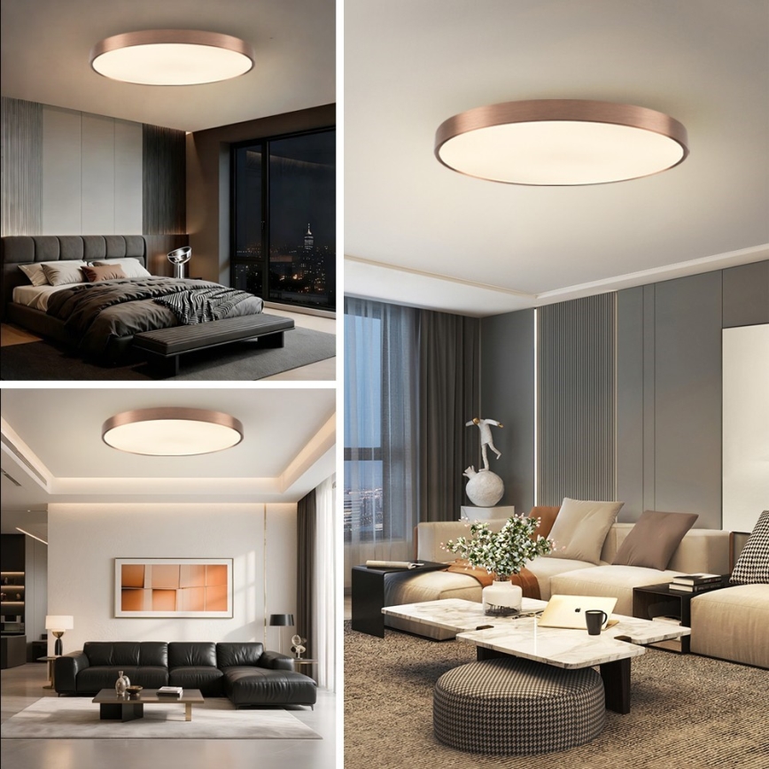 Immax NEO 07324L - LED Stmívatelné stropní svítidlo SEMPLICI LED/128W/230V pr. 100 cm Wi-Fi Tuya gold + dálkové ovládání