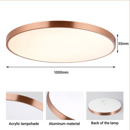 Immax NEO 07324L - LED Stmívatelné stropní svítidlo SEMPLICI LED/128W/230V pr. 100 cm Wi-Fi Tuya gold + dálkové ovládání