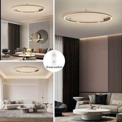 Immax NEO 07325-120C - LED Stmívatelné stropní svítidlo FINO LED/72W/230V 120 cm Tuya rose gold + dálkové ovládání