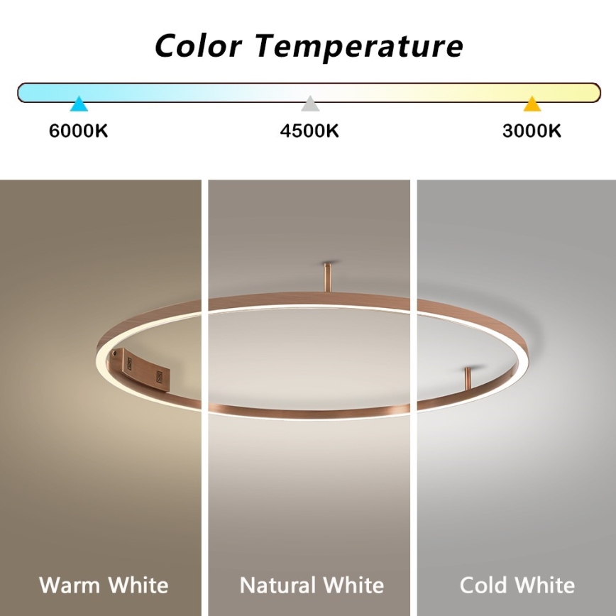 Immax NEO 07326-80C - LED Stmívatelné stropní svítidlo FINO LED/55W/230V 80 cm Tuya rose gold + dálkové ovládání