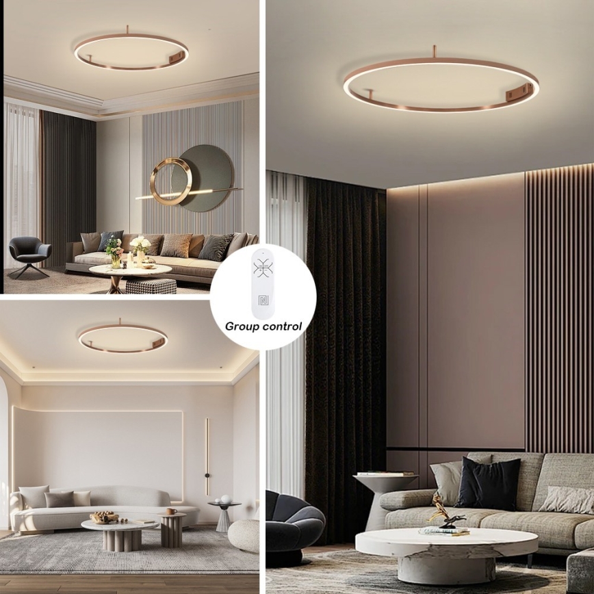 Immax NEO 07326-80C - LED Stmívatelné stropní svítidlo FINO LED/55W/230V 80 cm Tuya rose gold + dálkové ovládání