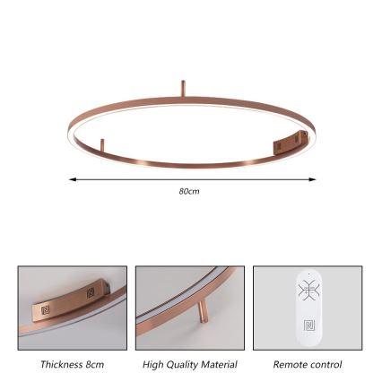 Immax NEO 07326-80C - LED Stmívatelné stropní svítidlo FINO LED/55W/230V 80 cm Tuya rose gold + dálkové ovládání