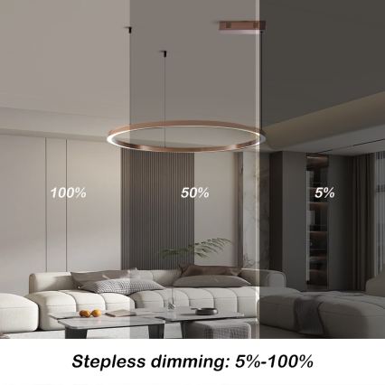 Immax NEO 07327L - LED Stmívatelný lustr na lanku FINO LED/55W/230V 80 cm rose gold Tuya + dálkové ovládání